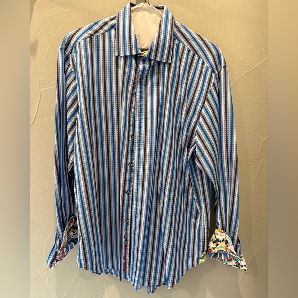 Robert Graham Blue Striped Men's Shirt